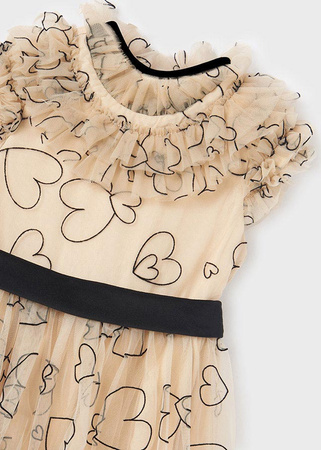 Abel&Lula 5540-008 Sukienka tiulowa w serca dla dziewczynki Negro