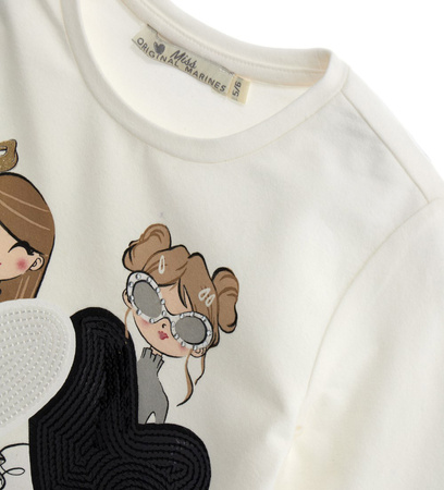 ORIGINAL MARINES DDAV3697f Koszulka z długim rękawem z cekinową aplikacją dla dziewczynki Ecru