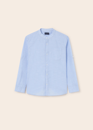 Mayoral Junior 6115-078 Koszula z długim rękawem ze stójką dla chłopca Niebieska