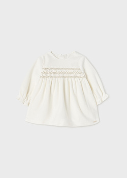 Mayoral Newborn 2808-028 Sukienka aksamitna dla dziewczynki Śmietanka