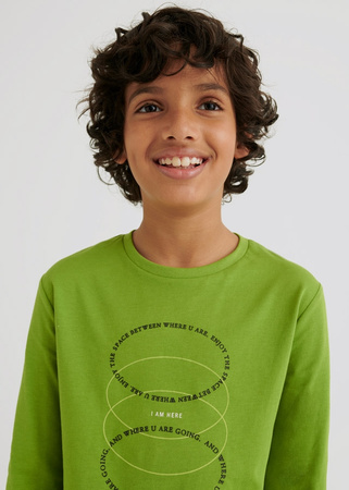 Mayoral Junior 7014-084 Zestaw 2 koszulek chłopięcych z długim rękawem ECOFRIENDS Szara i zielona