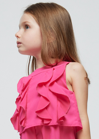 Mayoral Mini 3856-054 Kombinezon letni z falbanami dla dziewczynki Fucsia