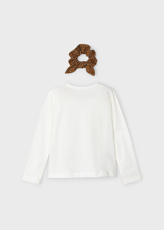 Mayoral Mini 4006-047 Koszulka z gumką do włosów dla dziewczynki ECOFRIENDS Crudo-anil