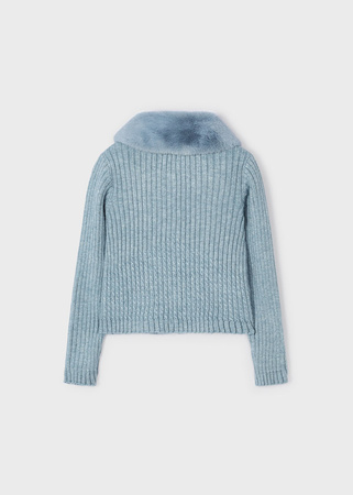 Mayoral Mini 4309-011 Sweterek z odpinanym futerkowym kołnierzem dla dziewczynki Bluebell v