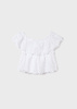 Mayoral Junior 6128-085 Bluzka hiszpanka z haftem dla dziewczynki Biała