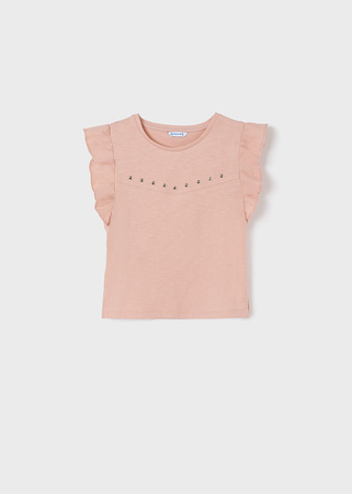 Mayoral Junior 6042-028 Koszulka bez rękawów z falbanką dla dziewczynki Różowa