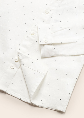 Mayoral Baby 1114-076 Koszula z lnem długim rękawem ze stójką dla chłopca Ecru