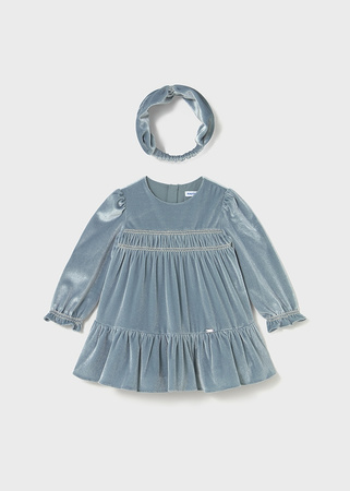 Mayoral Baby 2904-072 Sukienka aksamitna z opaską Blue bell