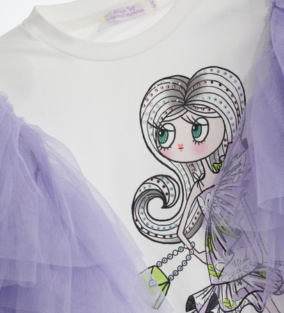 ORIGINAL MARINES DEP3108F Koszulka z tiulem z cyrkoniową aplikacją Lila