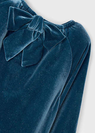 Mayoral Mini 4923-043 Sukienka aksamitna z błyskiem Oceano