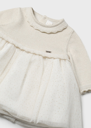 Mayoral Newborn 2806-082 Sukienka wizytowa łączona Champagne