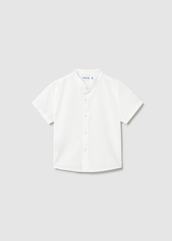 Mayoral Baby 1110-071 Koszula z krótkim rękawem ze stójką z lnem Blanco