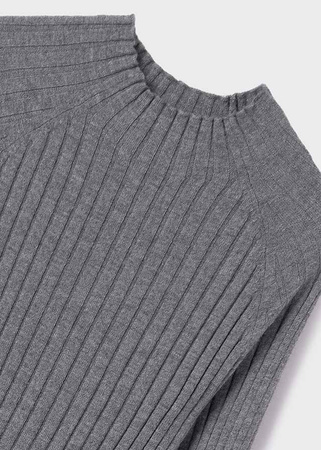 Mayoral Junior 7040-046 Koszulka z długim rękawem w prążek ze stójką dla dziewczynki Acero vig