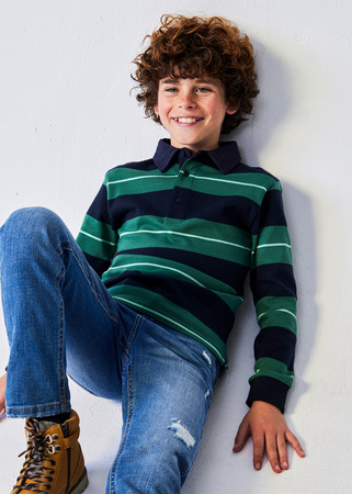 Mayoral Junior 7182-039 Koszulka polo z długim rękawem ECOFRIENDS dla chłopca Menta