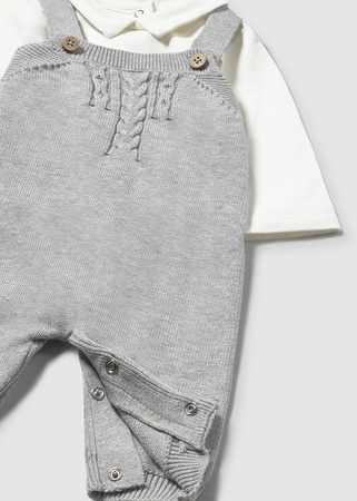 Mayoral Newborn 2617-025 Komplet 3-częściowy z ogrodniczkami Vapor vig