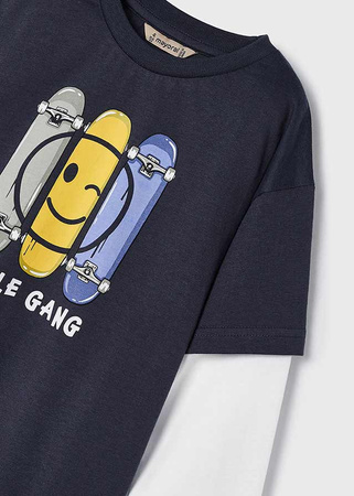 Mayoral Mini 3028-053 Koszulka chłopięca z długim rękawem z nadrukiem z bawełny dla chłopca Universo