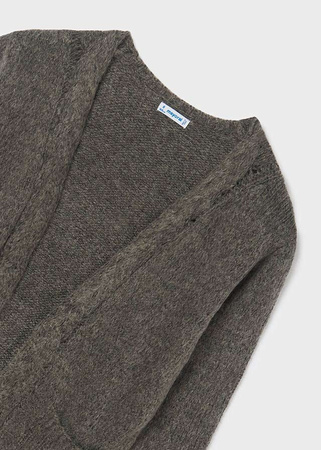 Mayoral Junior 7377-067 Sweter Kardigan trykotowy długi dla dziewczynki szary