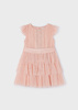Mayoral Mini 3912-054 Sukienka z plisowanego tiulu dla dziewczynki Nude
