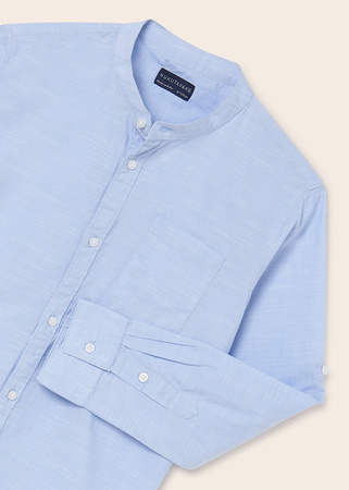 Mayoral Junior 6115-078 Koszula z długim rękawem ze stójką dla chłopca Niebieska