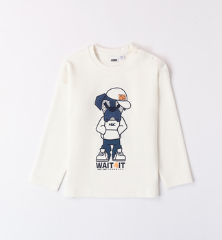 Ido 4A462/00 Koszulka chłopięca z długim rękawem z nadrukiem Ecru