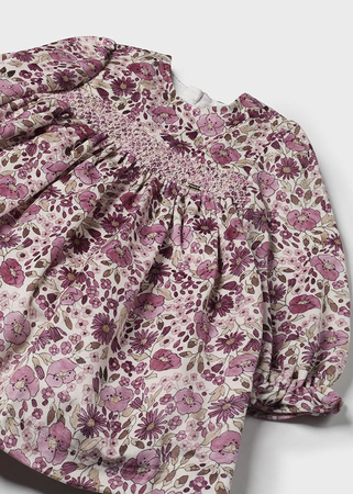 Mayoral Baby 2913-086 Sukienka welurowa z nadrukiem Petalo