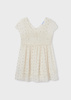 Mayoral Junior 6920-042 Sukienka z metalicznymi wzorkami dla dziewczynki  Ecru