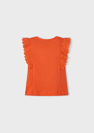 Mayoral Mini 3061-072 Koszulka bez rękawów z koronką ECOFRIENDS Pomarańczowa