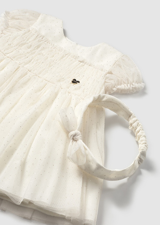 Mayoral Baby 1902-019 Sukienka tiulowa z opaską Crudo
