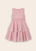 Mayoral Mini 3912-076 Sukienka z falbankami i haftem dla dziewczynki Róż