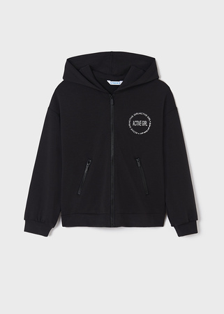 Mayoral Junior 6423-091 Bluza z kapturem zasuwana na zamek dla dziewczynki Czarna