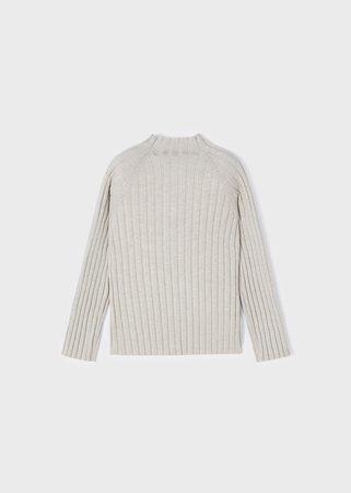 Mayoral Mini 4024-013 Koszulka z długim rękawem w prążek ze stójką dla dziewczynki Beż