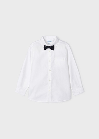 Mayoral Mini 4108-051 Koszula z długim rękawem, z klasycznym kołnierzykiem i muchą dla chłopca Blanco
