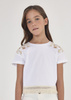 Mayoral Junior 6050-033 Koszulka z frędzlami, z krótkim rękawem ECOFRIENDS  Biała