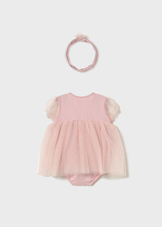 Mayoral Newborn 1659-033 Sukienka z body i opaską Rosa baby