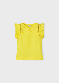 Mayoral Mini 3074-068 Koszulka bez rękawów z haftem ECOFRIENDS  Żółta