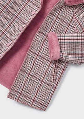 Mayoral Mini 4408-061 Płaszcz dla dziewczynki w kratę Orquidea