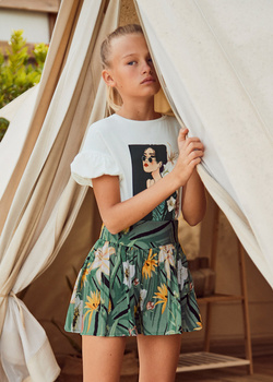 Mayoral Junior 6218-004 Krótkie spodenki z wysokim stanem dla dziewczynki  Zieleń