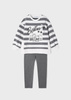 Mayoral Mini 4776-016 Komplet w paski z leginsami dla dziewczynki ECOFRIENDS Szary