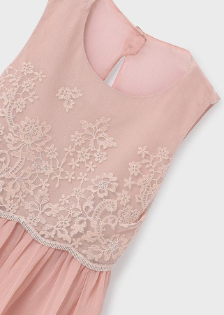 Mayoral Junior 6944-077 Sukienka łączona z haftem dla dziewczynki Tulipan