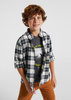Mayoral Junior 6117-051 Koszula z dodatkiem lnu w kratę z długim rękawem dla chłopca Szara