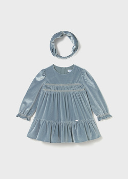 Mayoral Baby 2904-072 Sukienka aksamitna z opaską Blue bell