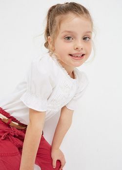 Mayoral Mini 3138-010 Bluzka z przeszyciami dla dziewczynki Ecru