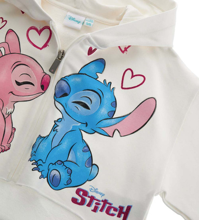 Original Marines DEAV3529F Bluza STITCH zapinana na suwak dla dziewczynki Ecru