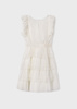 Mayoral Junior 6994-006 Sukienka z tiulowymi falbankami Crudo