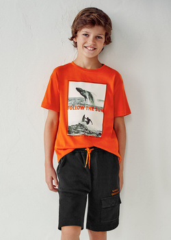 Mayoral Junior 6211-010 Spodnie krótkie z haftem dla chłopca Czarne