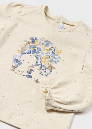 Mayoral Baby 2049-035 Koszulka z długim rękawem z nadrukiem dla dziewczynki Milk vig