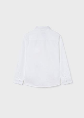 Mayoral Junior 6117-040 Koszula z długim rękawem z kołnierzykiem dla chłopca Biała