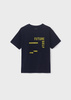 Mayoral junior 6013-026 Koszulka z krótkim rękawem z tłoczonym napisem dla chłopca  ECOFRIENDS  Granatowa