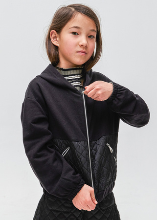 Mayoral Junior 7420-018 Bluza z dzianiny zasuwana na zamek dla dziewczynki Negro