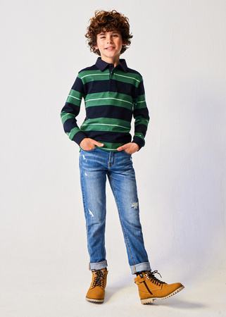 Mayoral Junior 7182-039 Koszulka polo z długim rękawem ECOFRIENDS dla chłopca Menta